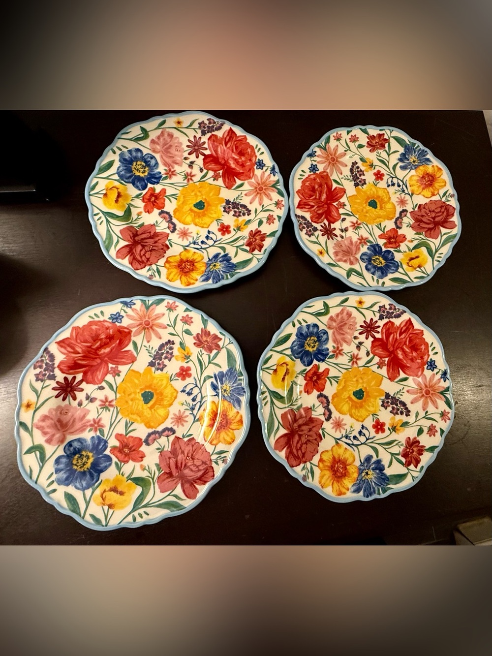 4 The Pioneer Woman Brilliant Blooms Stoneware Salad Plates. 8.5” - Picture 5 of 9